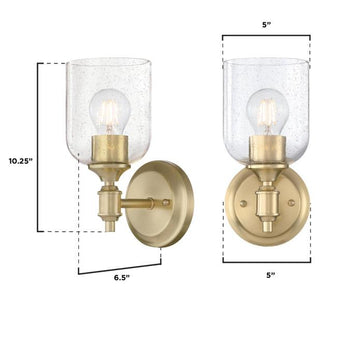 Basset One-Light Wall Fixture, Champagne Brass Finish