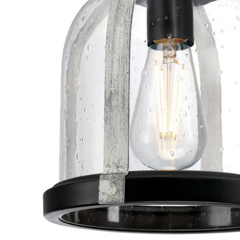 Cindy One-Light Indoor Mini Pendant, Matte Black Finish with Antique Ash Accents