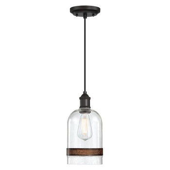Tarrant One-Light Indoor Mini Pendant, Black-Bronze Finish