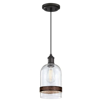 Tarrant One-Light Indoor Mini Pendant, Black-Bronze Finish