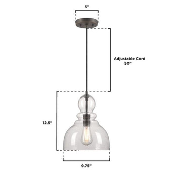 Fiona One-Light Indoor Pendant, Black-Bronze Finish with Highlights