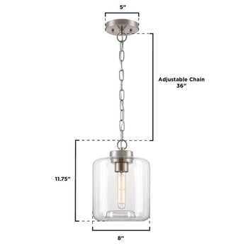 Judd One-Light Indoor Mini Pendant, Brushed Nickel Finish