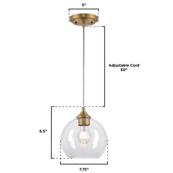 Tatze One-Light Indoor Mini Pendant, Brushed Brass Finish