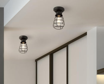 5 in. Bandera 1-Light Semi-Flush, Matte Black Finish