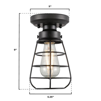 5 in. Bandera 1-Light Semi-Flush, Matte Black Finish
