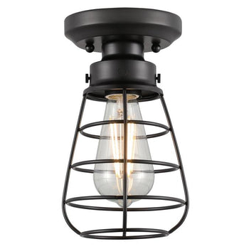 5 in. Bandera 1-Light Semi-Flush, Matte Black Finish