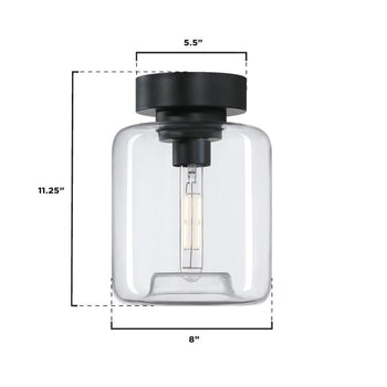 8 in. Judd 1-Light Semi-Flush, Matte Black Finish