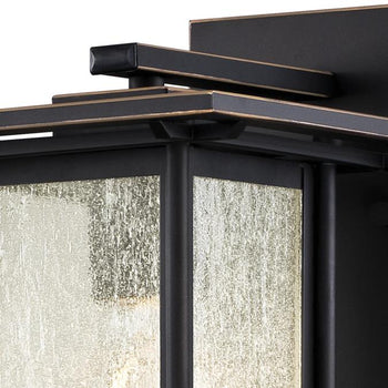 Clarissa One-Light Outdoor Wall Lantern, Oil Rubbed Bronze Finish with Highlights on Steel and Clear Seeded Glass