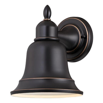 Roosevelt One-Light Outdoor Wall Lantern, Amber Bronze Finish with Highlights on Steel
