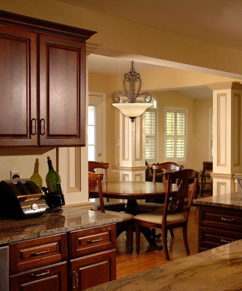 Regal Springs Three-Light Interior Pendant, Ebony Gold Finish with Burnt Scavo Glass