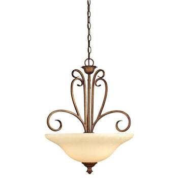 Regal Springs Three-Light Interior Pendant, Ebony Gold Finish with Burnt Scavo Glass