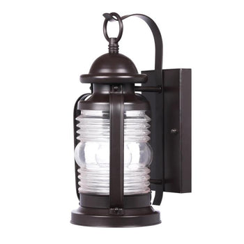 Weatherby One-Light Exterior Wall Lantern, Weathered Bronze Finish on Steel with Clear Glass