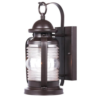 Weatherby One-Light Exterior Wall Lantern, Weathered Bronze Finish on Steel with Clear Glass
