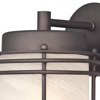 Parksville One-Light Exterior Wall Lantern, Oil Rubbed Bronze Finish on Steel with White Alabaster Glass