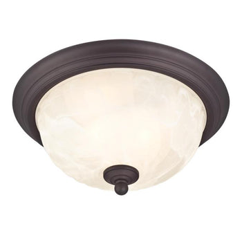 Naveen Two-Light Exterior Flush-Mount Oil Rubbed Bronze Finish on Steel with White Alabaster Glass