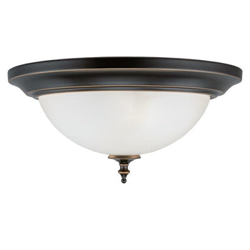 Harwell Two-Light Indoor Flush Mount Ceiling Fixture, Amber Bronze Finish