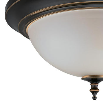 Harwell Two-Light Indoor Flush Mount Ceiling Fixture, Amber Bronze Finish