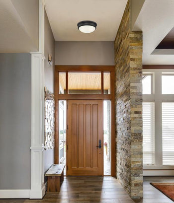 Meadowbrook Two-Light Flush-Mount Indoor Ceiling Fixture, Matte Black Finish