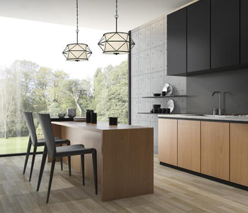 Two-Light Indoor Pendant, Matte Black Finish