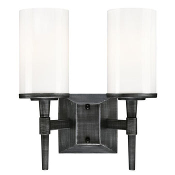 Courtfield Two-Light Indoor Wall Fixture, Distressed Aluminum Finish