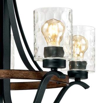 Barnwell Five-Light Indoor Chandelier, Textured Iron and Barnwood Finish