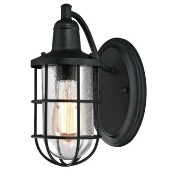 Crestview One-Light Outdoor Wall Fixture, Textured Black Finish