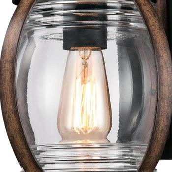 Canyon One-Light Outdoor Wall Fixture, Textured Black and Barnwood Finish