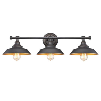 Iron Hill Three-Light Indoor Wall Fixture, Oil Rubbed Bronze Finish and Metallic Bronze Interior