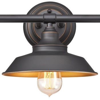 Iron Hill Three-Light Indoor Wall Fixture, Oil Rubbed Bronze Finish and Metallic Bronze Interior