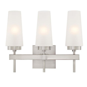 Chaddsford Three-Light Indoor Wall Fixture, Brushed Nickel Finish