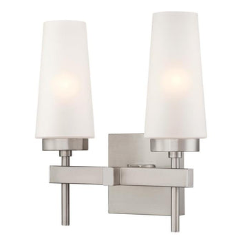 Chaddsford Two-Light Indoor Wall Fixture, Brushed Nickel Finish
