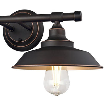 Iron Hill Two-Light Indoor Wall Fixture, Oil Rubbed Bronze Finish with Highlights