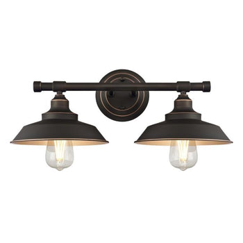 Iron Hill Two-Light Indoor Wall Fixture, Oil Rubbed Bronze Finish with Highlights