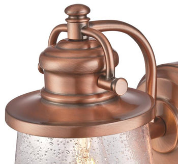 Emma Jane One-Light Outdoor Wall Fixture, Washed Copper Finish