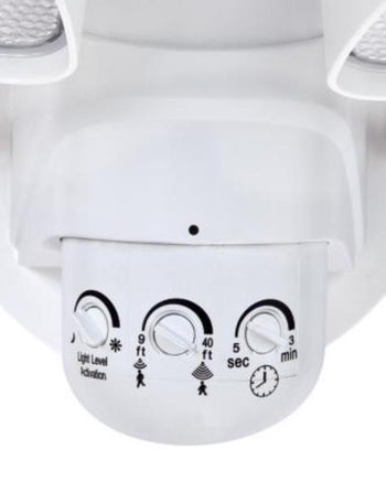 Two-Light 18W LED Outdoor Security Light Wall Fixture with Motion Sensor, White Finish
