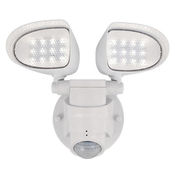 Two-Light 18W LED Outdoor Security Light Wall Fixture with Motion Sensor, White Finish