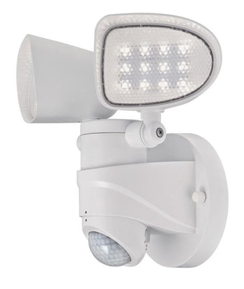 Two-Light 18W LED Outdoor Security Light Wall Fixture with Motion Sensor, White Finish