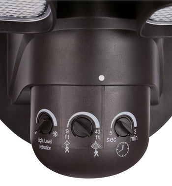 Two-Light 18W LED Outdoor Security Light Wall Fixture with Motion Sensor, Bronze Finish