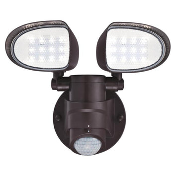 Two-Light 18W LED Outdoor Security Light Wall Fixture with Motion Sensor, Bronze Finish