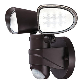 Two-Light 18W LED Outdoor Security Light Wall Fixture with Motion Sensor, Bronze Finish