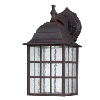 Dimmable One-Light LED Outdoor Wall Lantern, Weathered Patina Finish