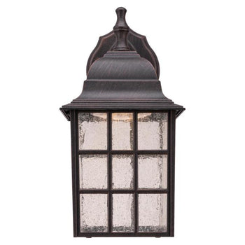 Dimmable One-Light LED Outdoor Wall Lantern, Weathered Patina Finish