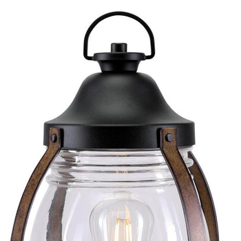 Canyon One-Light Outdoor Post Top Fixture, Textured Black and Barnwood Finish