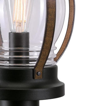 Canyon One-Light Outdoor Post Top Fixture, Textured Black and Barnwood Finish