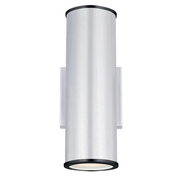 Mayslick Two-Light Dimmable LED Outdoor Wall Fixture with Up and Down Light, Nickel Luster Finish