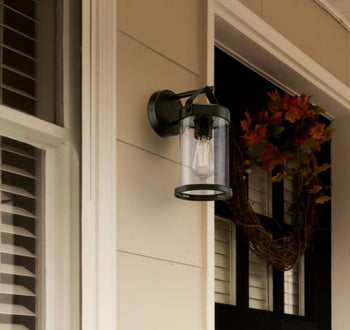 Jamestown One-Light Outdoor Wall Fixture, Textured Black Finish