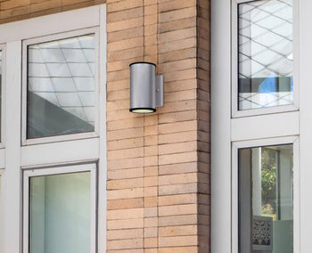 Mayslick One-Light Dimmable LED Outdoor Wall Fixture, Nickel Luster Finish, Dark Sky Friendly