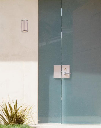 Mayslick One-Light Dimmable LED Outdoor Wall Fixture, Nickel Luster Finish, Dark Sky Friendly