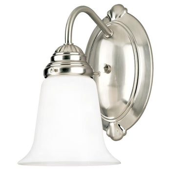 One-Light Interior Wall Fixture, Brushed Nickel Finish with White Opal Glass