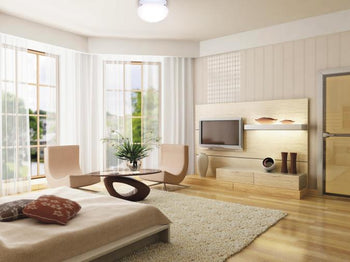 Two-Light Flush-Mount Interior Ceiling Fixture, White Finish with White Glass